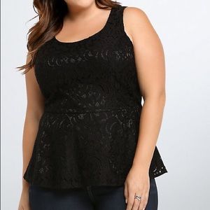 Sleeveless lace peplum top